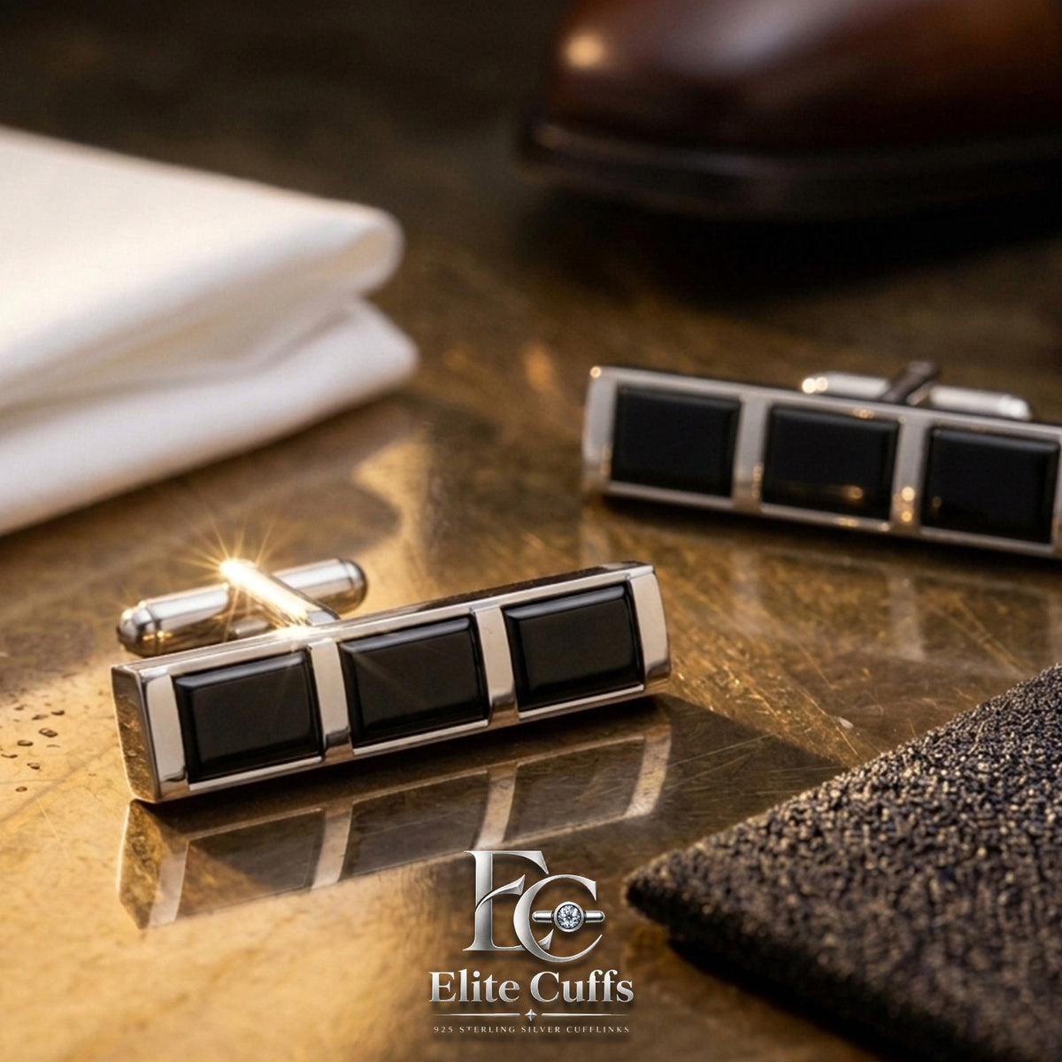 Black Onyx Rectangle Shape Cufflinks