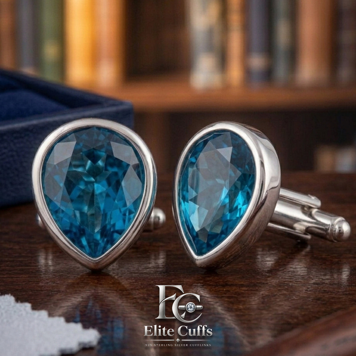 Blue Topaz Pear Shae Cufflinks