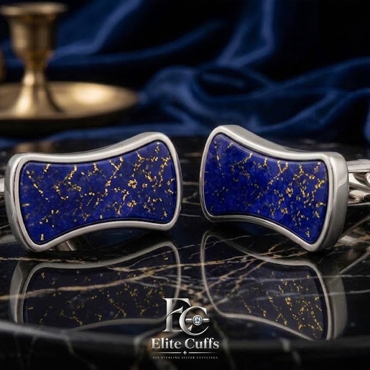 Lapis Lazuli Rectangle Cabachon Shape Cufflinks
