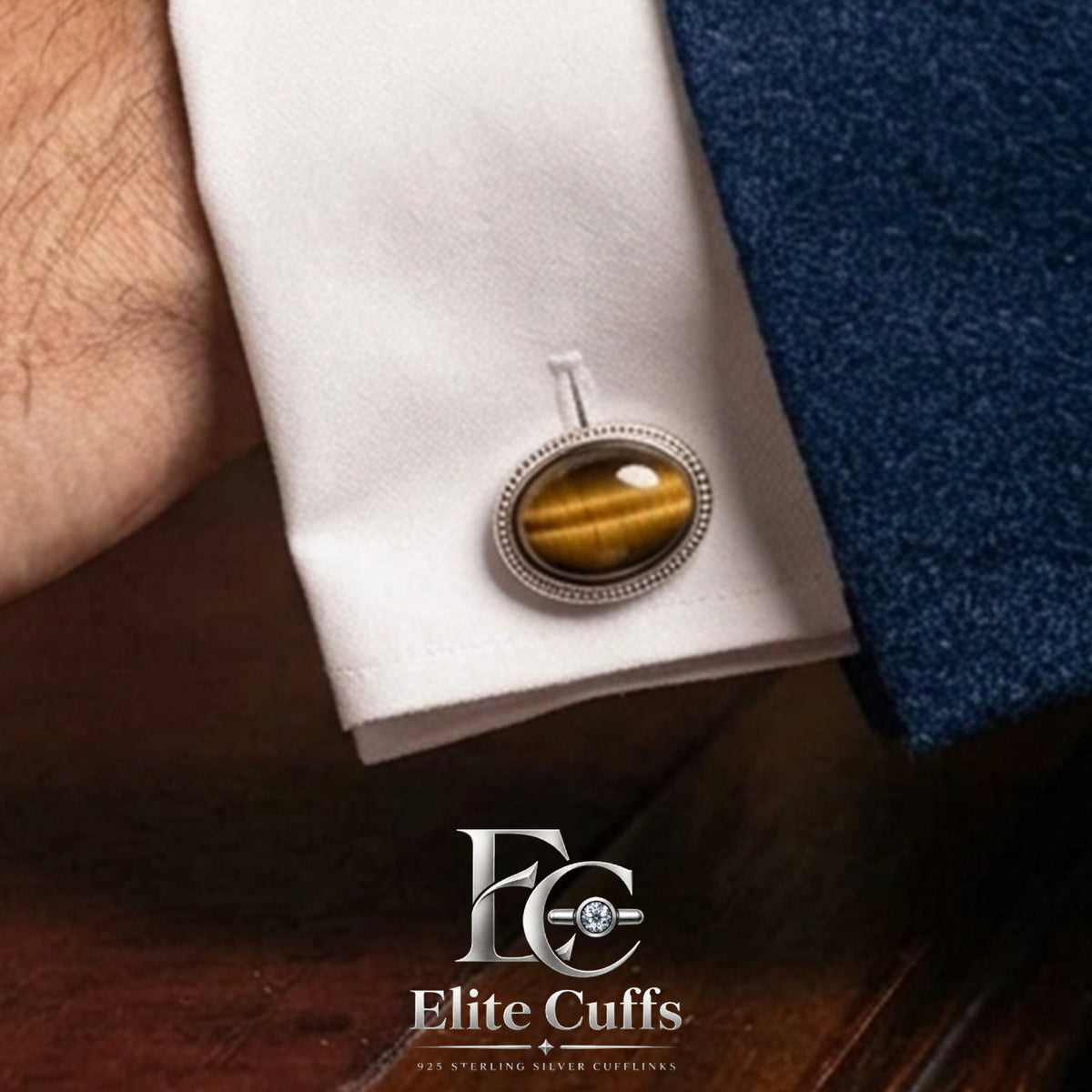 Orange Tiger Eye Oval Shape Cufflinks
