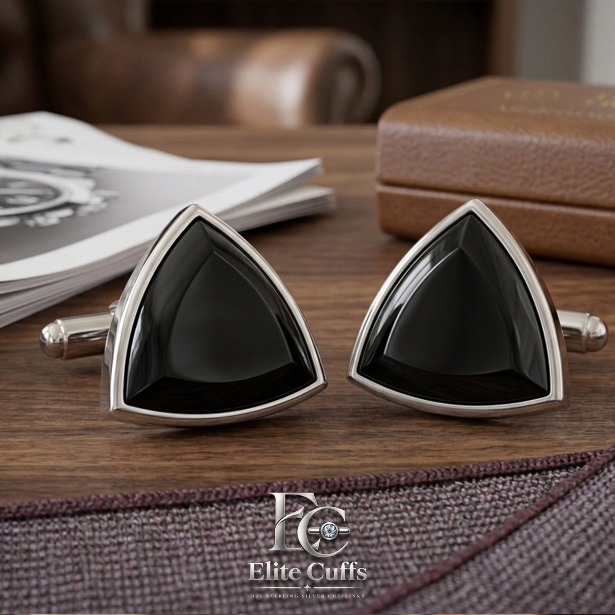 Black Onyx Triangle Shape Cufflinks