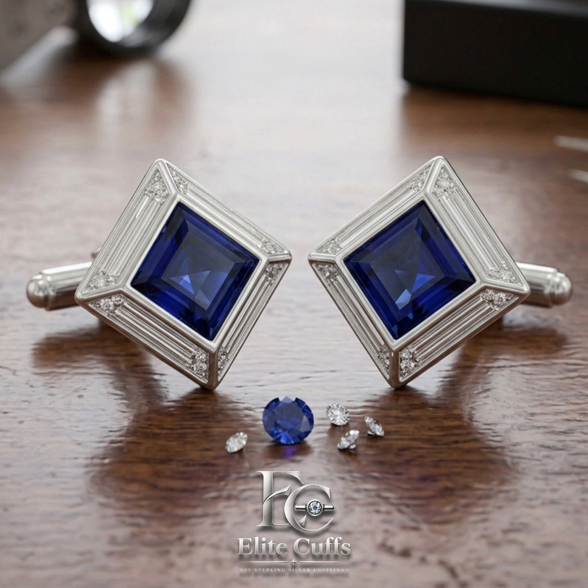 Blue Sapphire Kite Shape Cufflinks