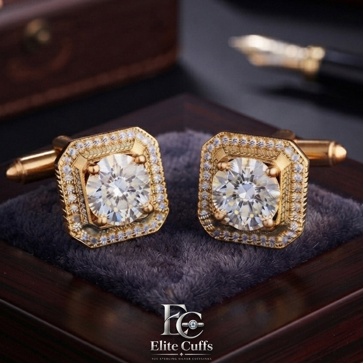 Moissanite Square Shape Cufflinks