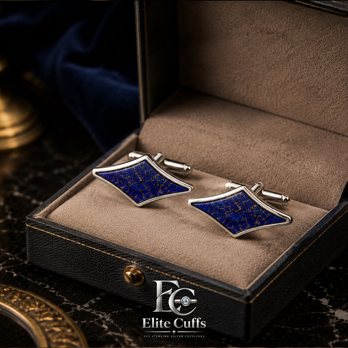 Lapis Lazuli Lozenge Shape Cufflinks