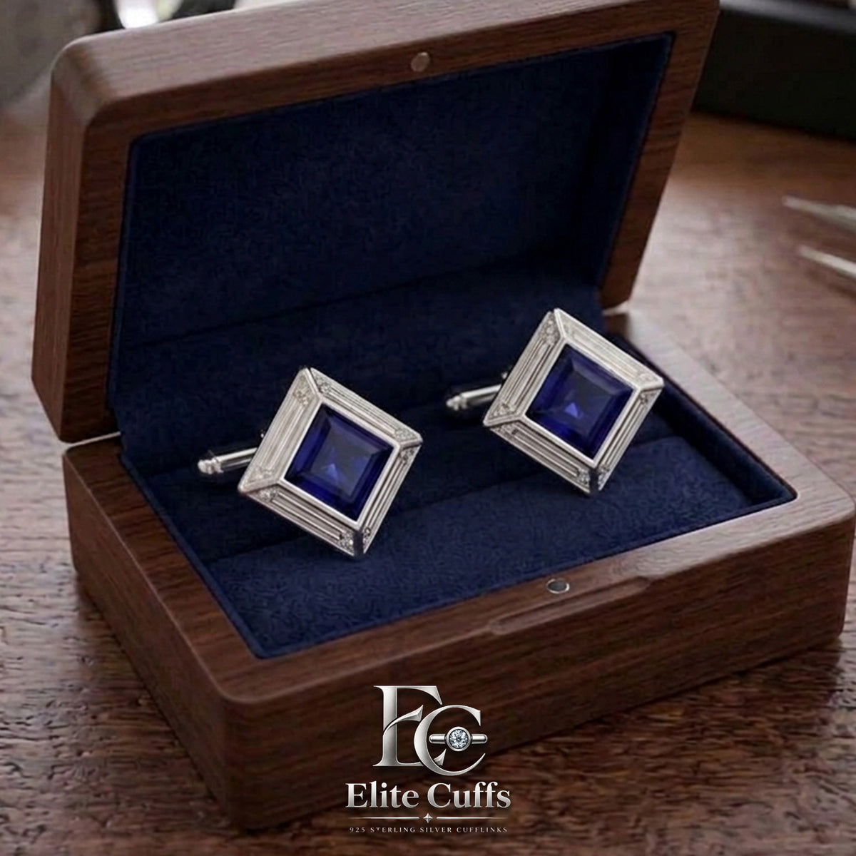 Blue Sapphire Kite Shape Cufflinks