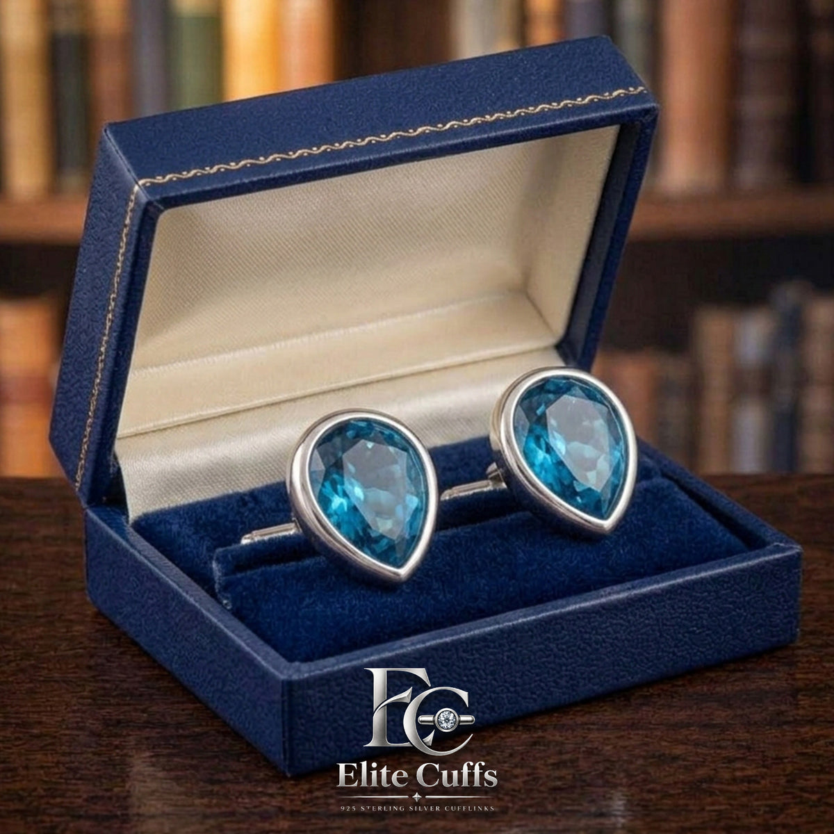 Blue Topaz Pear Shae Cufflinks