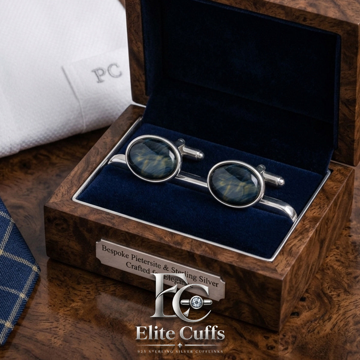 Blue Tiger EYE Oval Shape Cufflinks