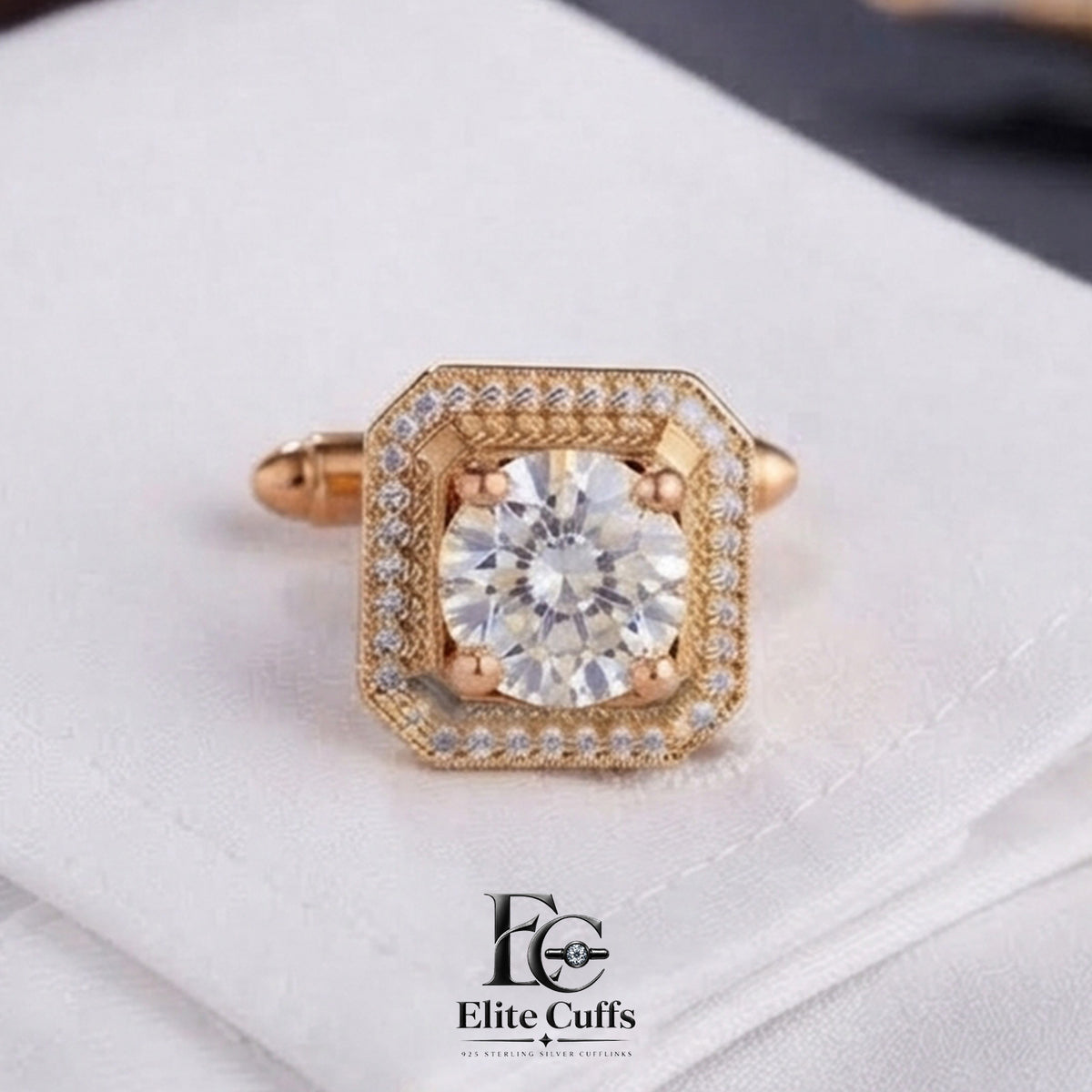 Moissanite Square Shape Cufflinks
