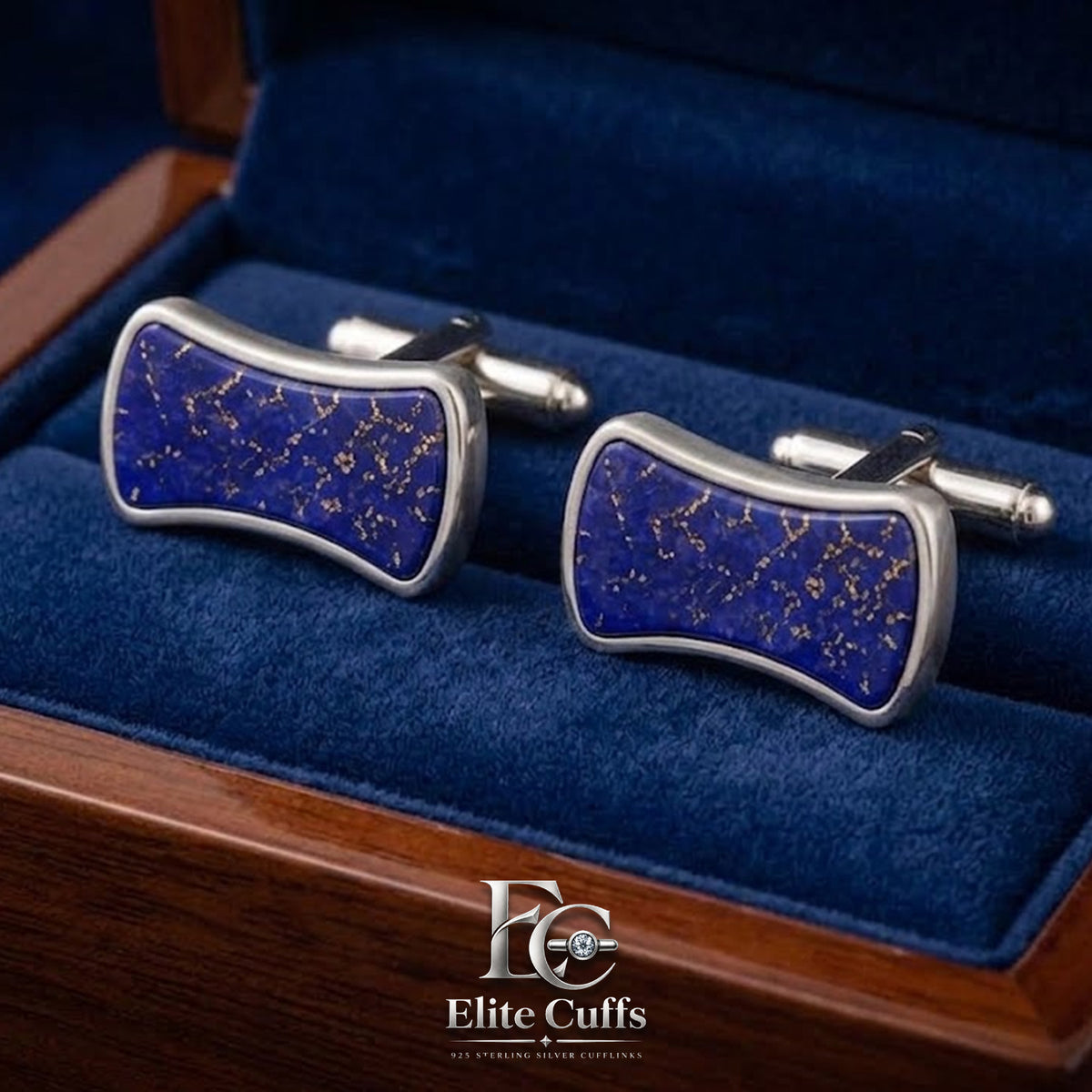 Lapis Lazuli Rectangle Cabachon Shape Cufflinks