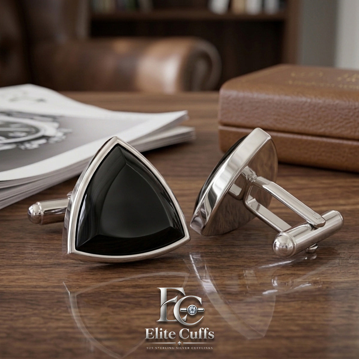Black Onyx Triangle Shape Cufflinks