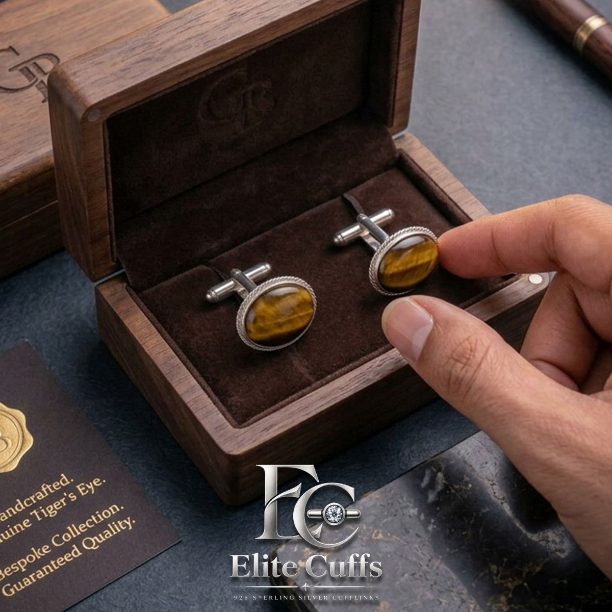 Orange Tiger Eye Oval Shape Cufflinks