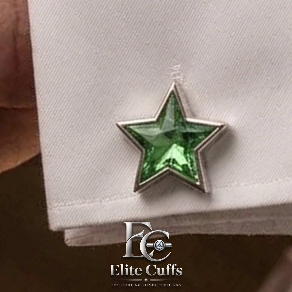 Green Tourmaline Star Shape Cufflinks