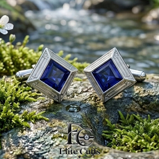 Blue Sapphire Kite Shape Cufflinks