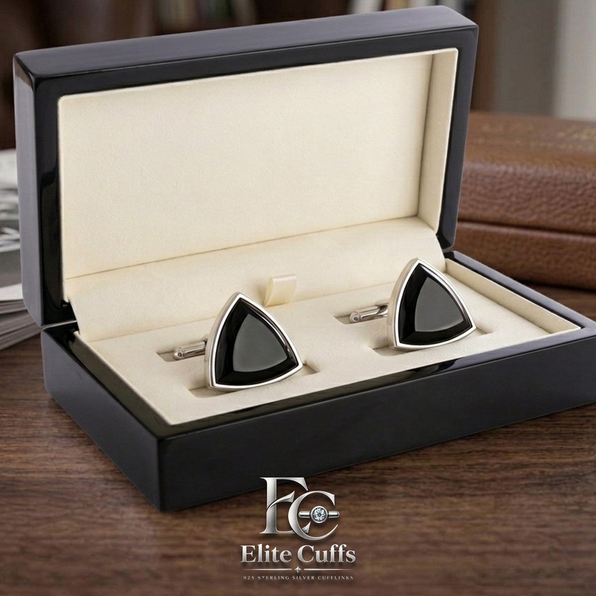 Black Onyx Triangle Shape Cufflinks