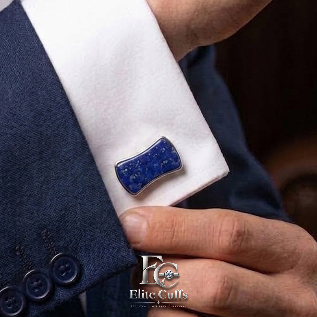 Lapis Lazuli Rectangle Cabachon Shape Cufflinks