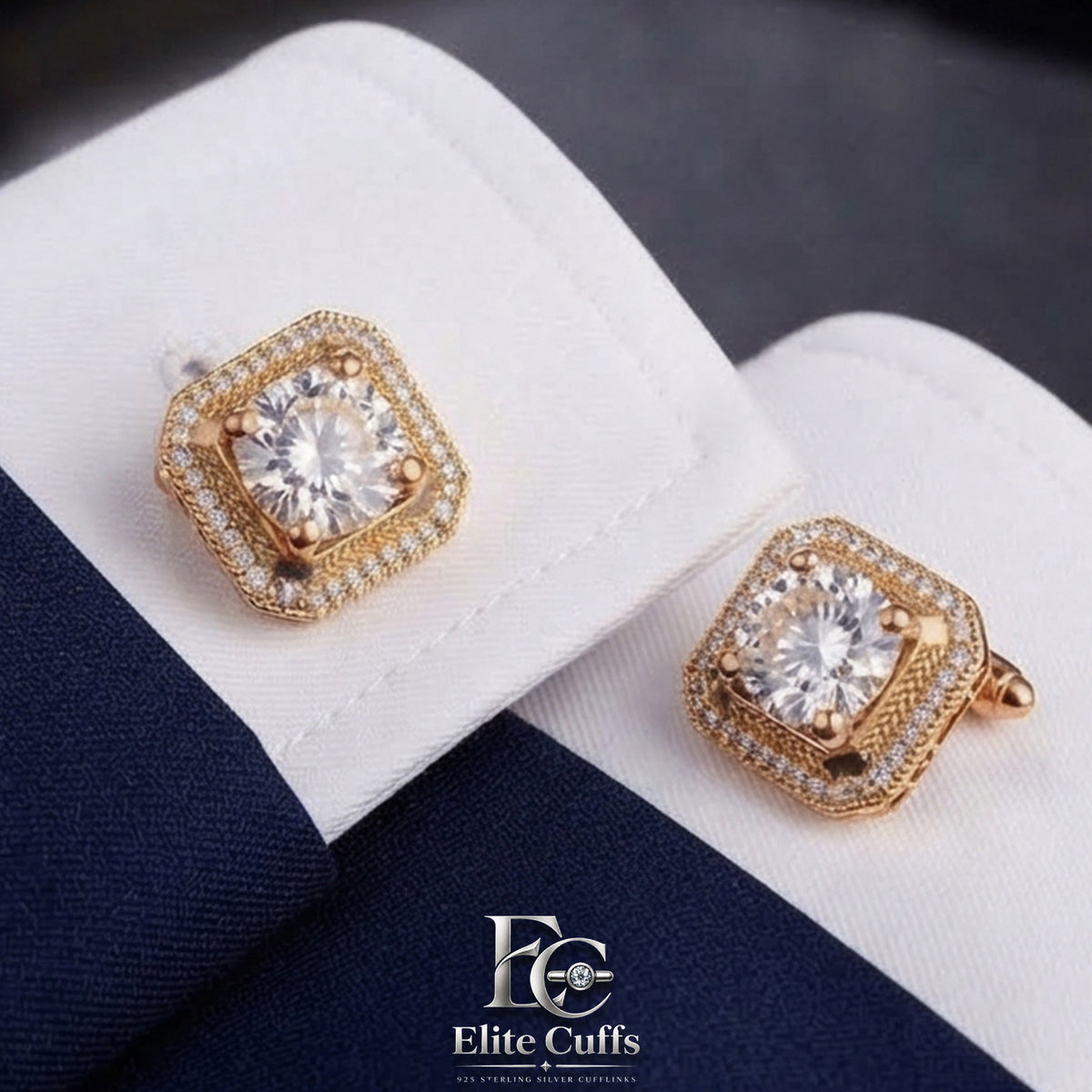 Moissanite Square Shape Cufflinks