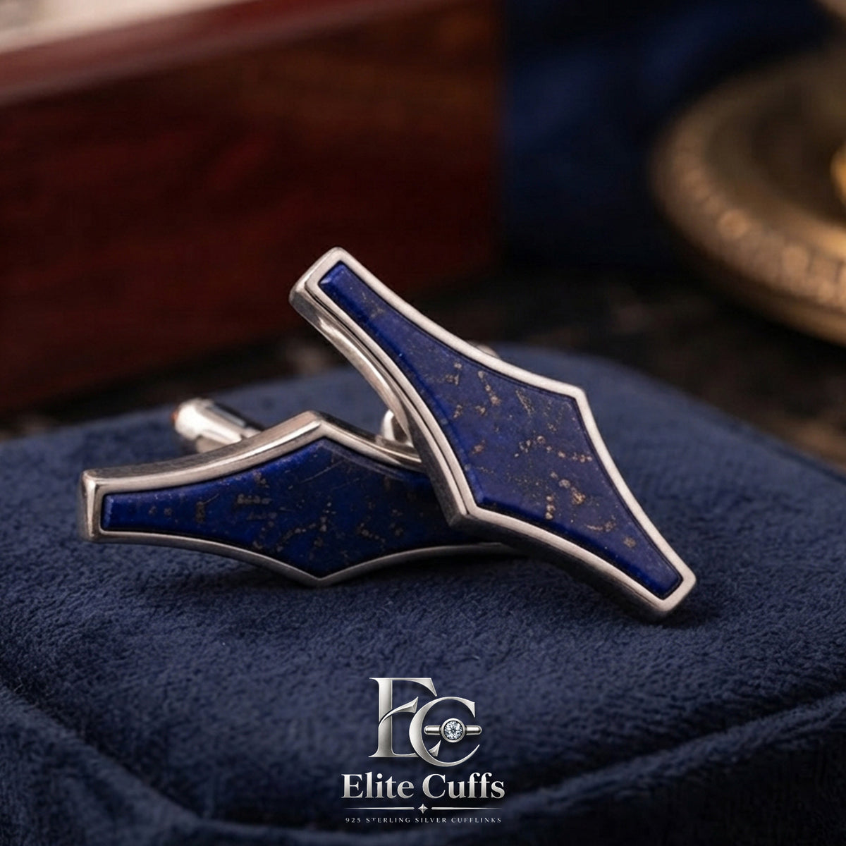 Lapis Lazuli Lengthy Lozenge Shape Cufflinks