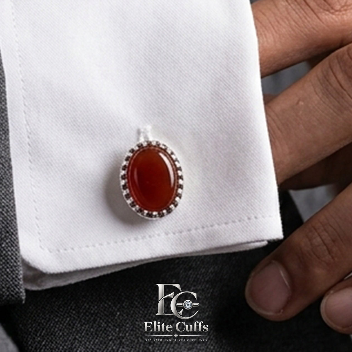 Red Yamani Oval Shape Cufflinks