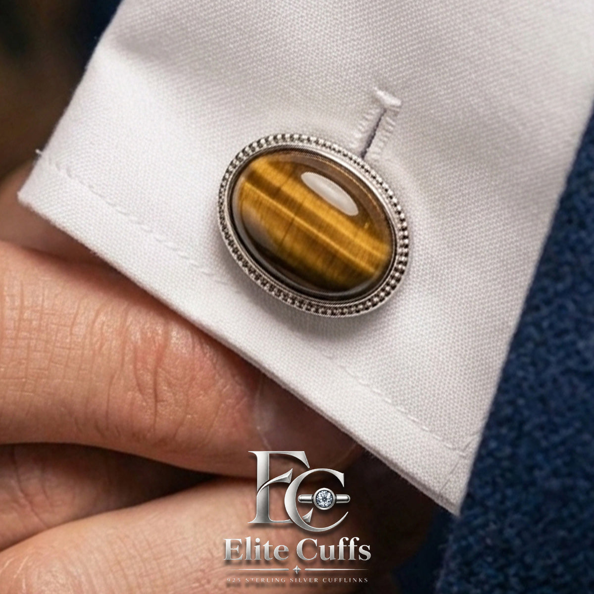 Orange Tiger Eye Oval Shape Cufflinks