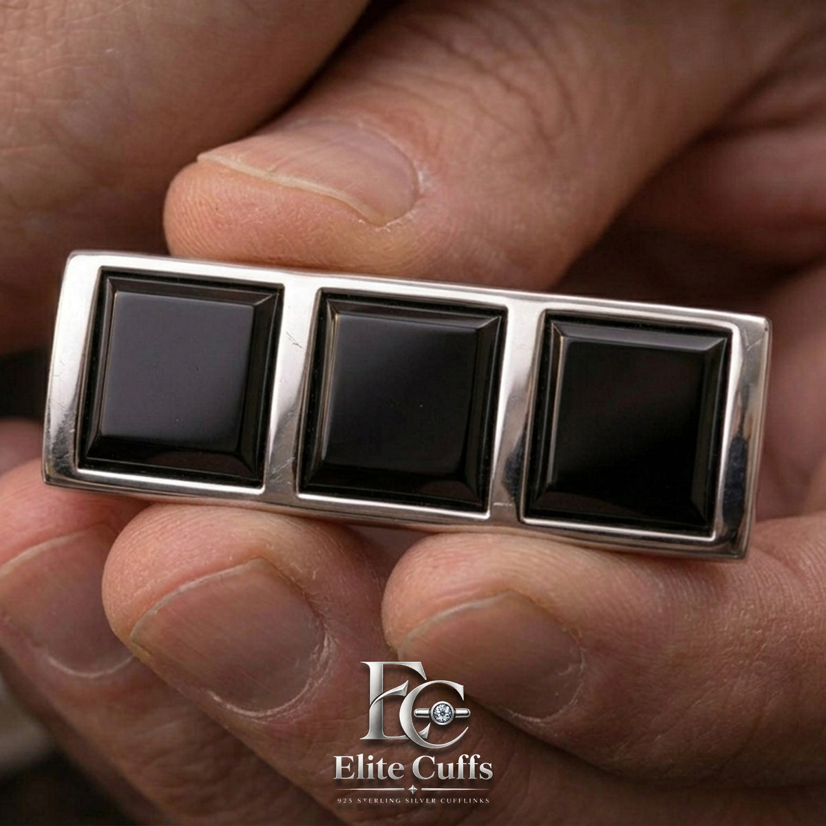 Black Onyx Rectangle Shape Cufflinks