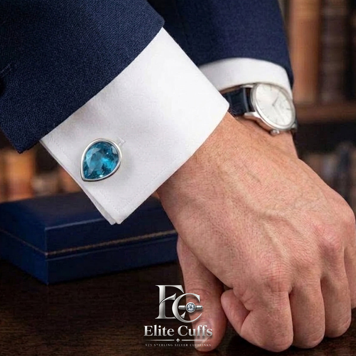 Blue Topaz Pear Shae Cufflinks