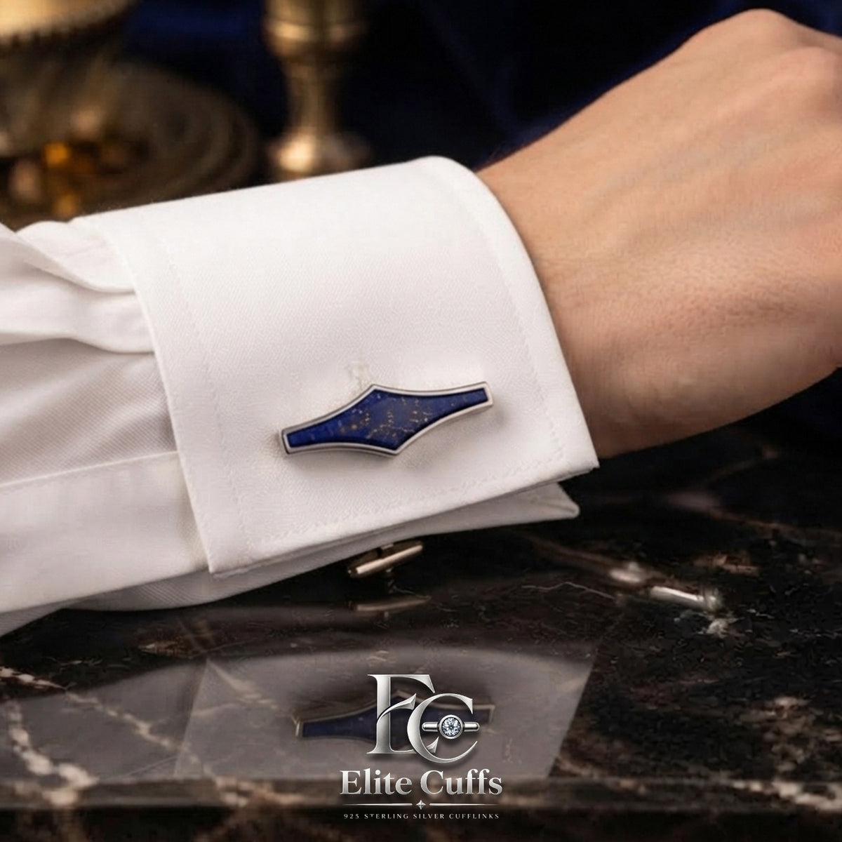 Lapis Lazuli Lengthy Lozenge Shape Cufflinks