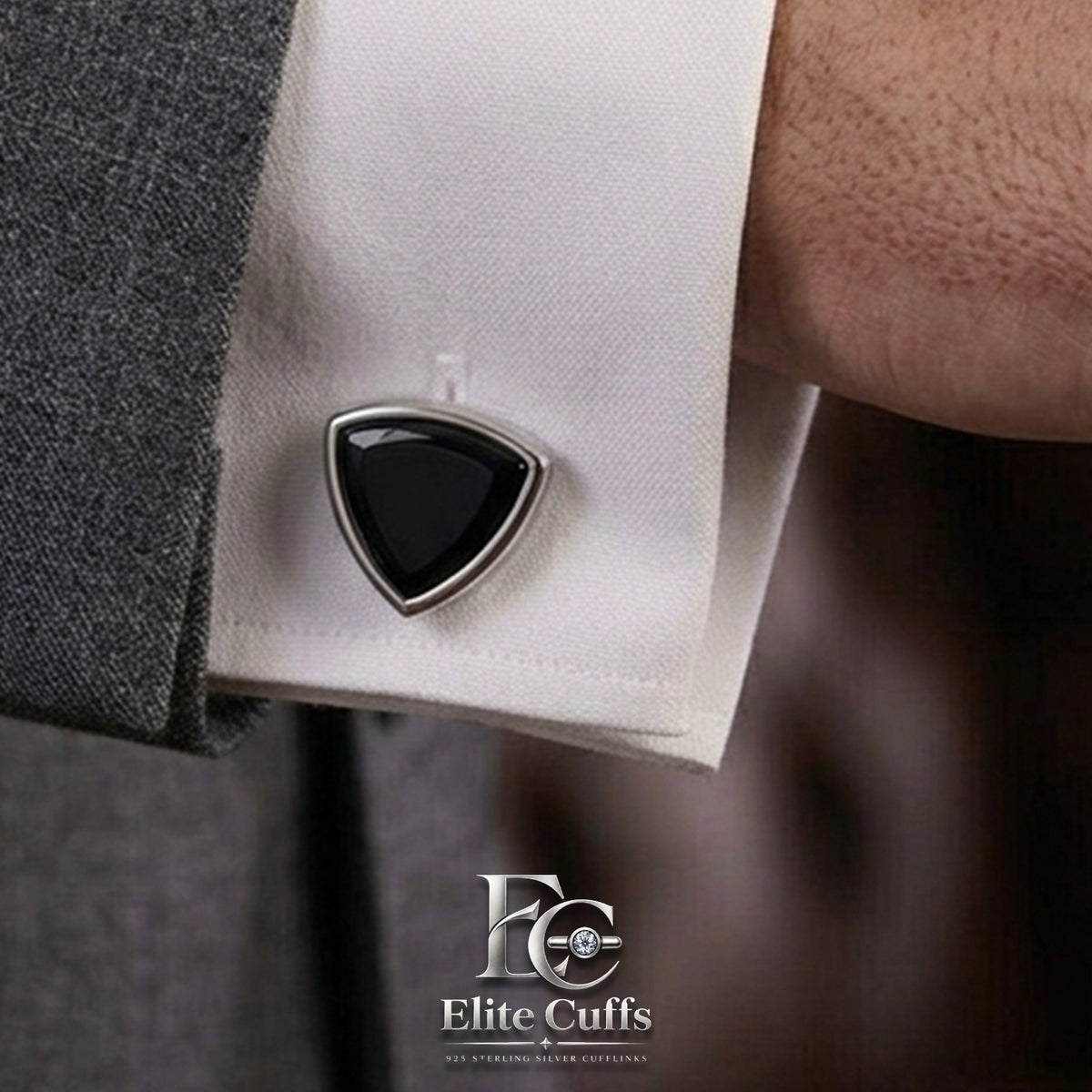 Black Onyx Triangle Shape Cufflinks