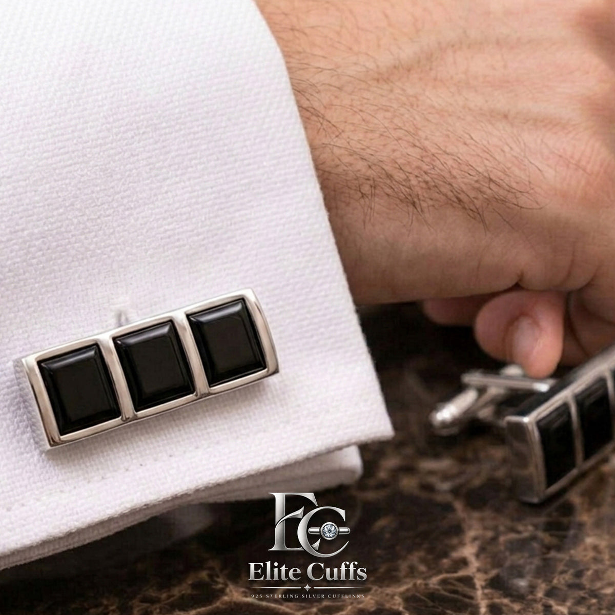 Black Onyx Rectangle Shape Cufflinks