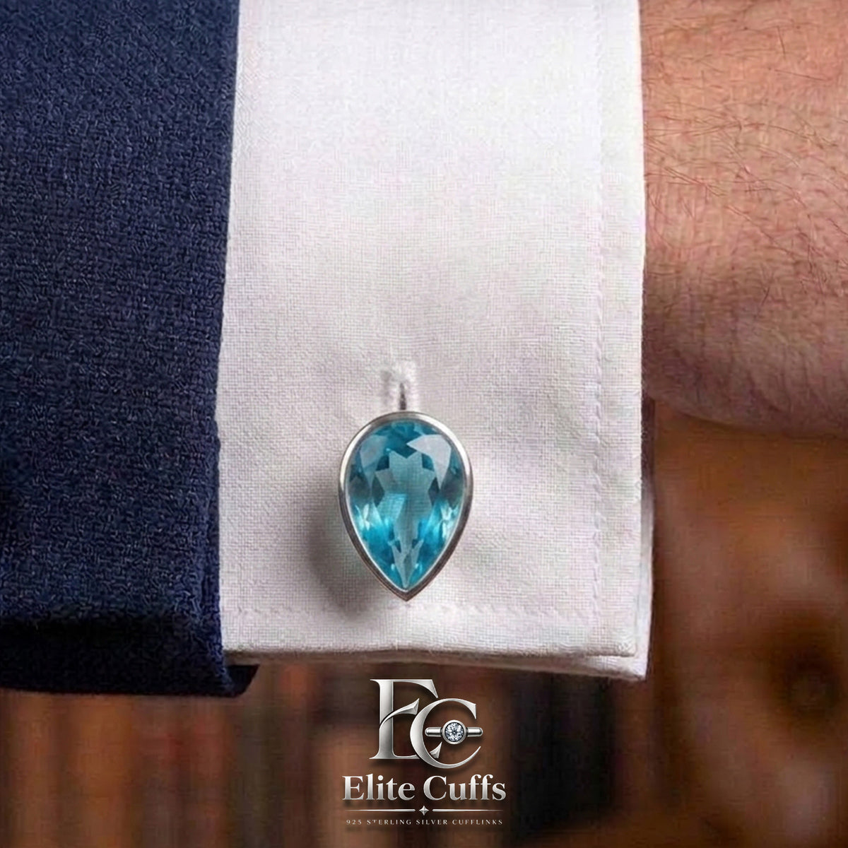 Blue Topaz Pear Shae Cufflinks